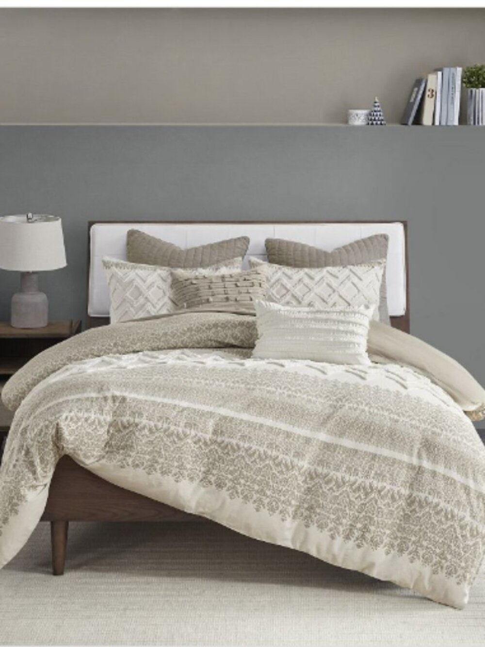 Mila 3-Piece Taupe Cotton Full/Queen Duvet Cover Set